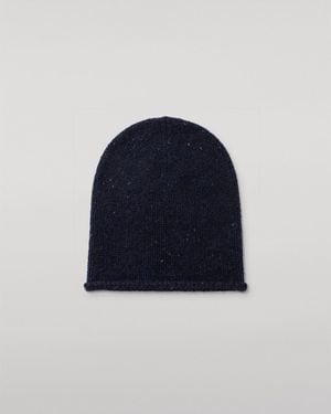 Johnstons of Elgin Tiree Donegal Cashmere Beanie - Blue