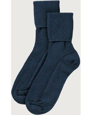 Johnstons of Elgin Heather Cashmere Socks - Blue