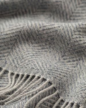Johnstons of Elgin Texture Herringbone Merino Throw - Grey