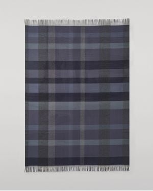 Johnstons of Elgin Umbra Cashmere Plaid Throw - Blue