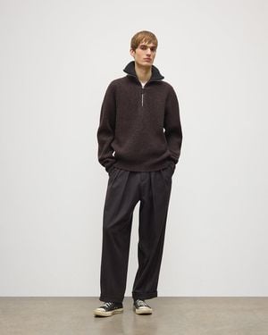 Johnstons of Elgin Chalmers & Charcoal Half Zip Lambswool Jumper - Grey