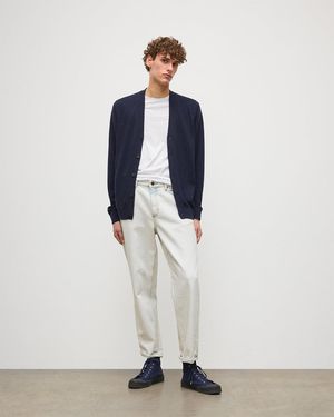 Johnstons of Elgin Rory Dark Classic Cashmere Cardigan - White