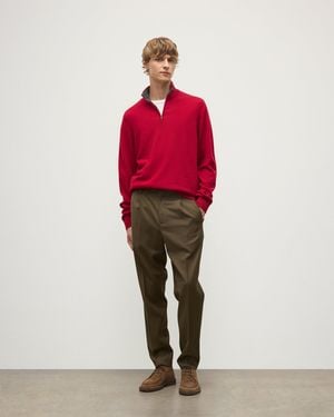 Johnstons of Elgin Rory & Classic Cashmere Contrast Zip Neck Jumper - Red