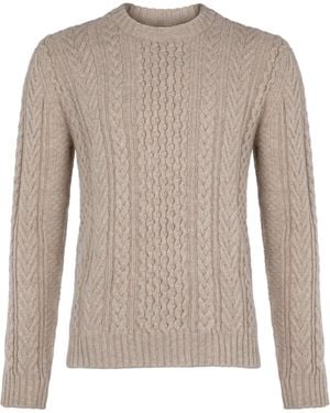 Johnstons of Elgin Aran Cable Cashmere Jumper - White