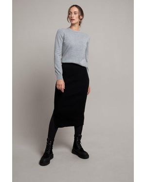 Johnstons of Elgin Ribbed Cashmere Tube Skirt - Grey
