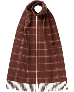 Johnstons of Elgin Check Cashmere Scarf - Brown