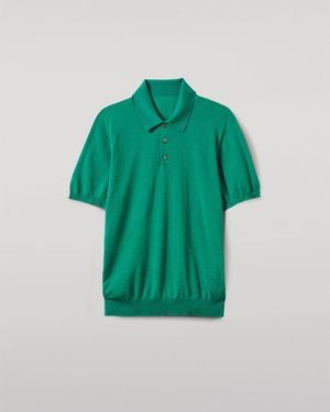 Johnstons of Elgin Fin Bright Superfine Cashmere Polo Shirt - Green