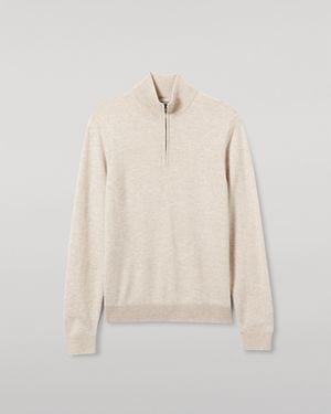 Johnstons of Elgin Rory Natural Classic Cashmere Zip Neck Jumper