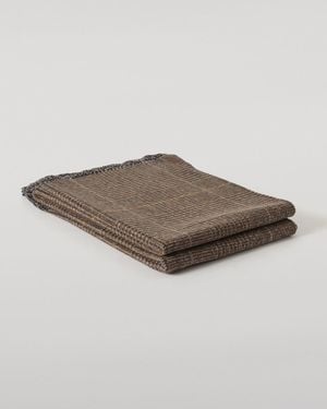Johnstons of Elgin Tweed Wool Throw - Brown