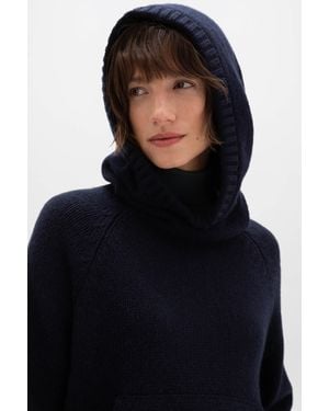 Johnstons of Elgin Oversized Dark Cashmere Hoodie - Black
