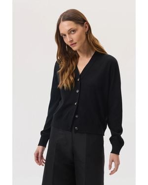 Johnstons of Elgin Superfine Merino Wool Cardigan - Black