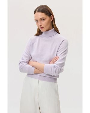 Johnstons of Elgin Cashmere Roll Neck Light Jumper - Purple
