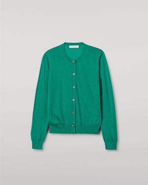 Johnstons of Elgin Honour Bright Superfine Cashmere Cardigan - Green