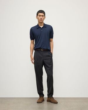 Johnstons of Elgin Fin Superfine Cashmere Polo Shirt - Blue