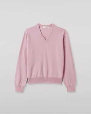 Johnstons of Elgin Lunan Light Classic V Neck Jumper - Pink