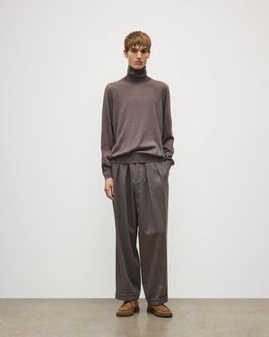 Johnstons of Elgin Fin Cashmere Roll Neck Jumper - Grey
