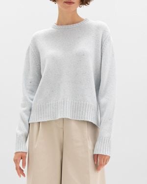 Johnstons of Elgin Cropped Donegal Light Cashmere Sweater - Grey