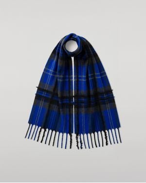 Johnstons of Elgin Mach Tartan Cashmere Scarf - Blue