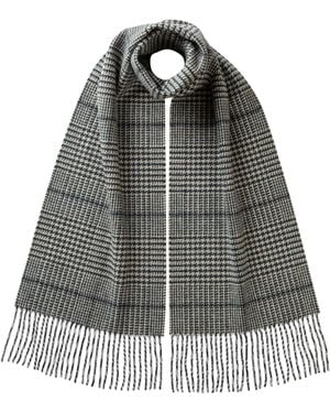 Johnstons of Elgin Tweed Glen Check Dark Scarf - Black