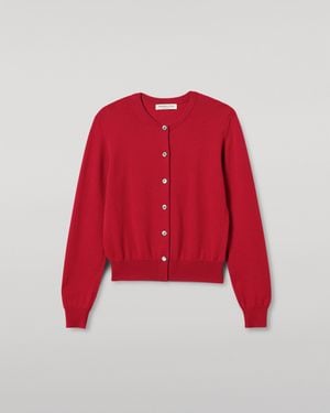 Johnstons of Elgin Iris Classic Cashmere Cardigan - Red