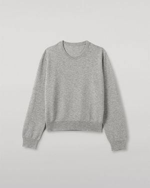 Johnstons of Elgin Lunan Pale Classic Cashmere Crew Jumper - White