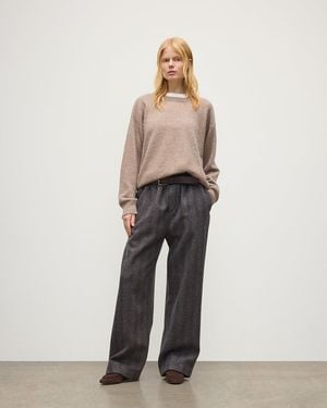 Johnstons of Elgin Boyce Brushed Cashmere-Silk Sweater - Natural