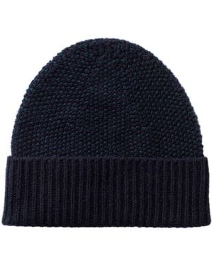 Johnstons of Elgin Seed Stitch Cashmere Beanie - Blue