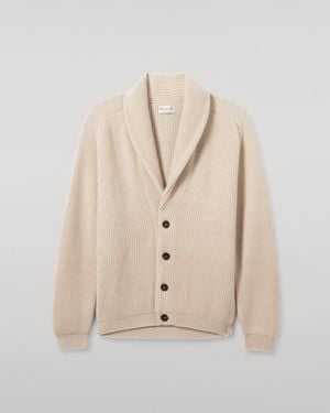 Johnstons of Elgin Pioneer Natural Shawl Collar Cashmere Cardigan - White