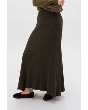 Johnstons of Elgin Ribbed Cashmere Skirt - Black