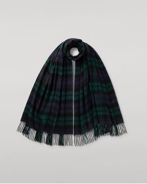 Johnstons of Elgin Watch Tartan Cashmere Stole - Blue