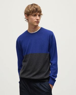 Johnstons of Elgin Shaded & Colour Block Cashmere Jumper - Blue