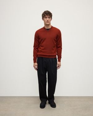 Johnstons of Elgin Classic Cashmere Dark V Neck Jumper - Red