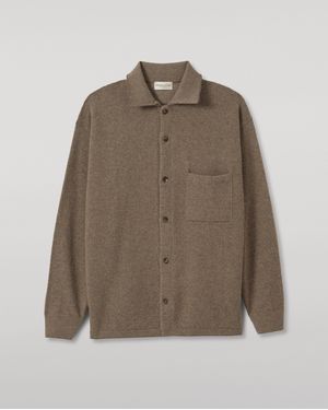 Johnstons of Elgin Tweel Cashmere Shirt - Brown