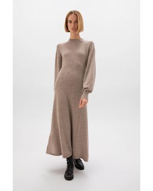 Johnstons of Elgin Fit & Flare Light Cashmere Dress - Natural