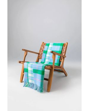 Johnstons of Elgin Vibrant Reversible Lambswool Throw - Blue