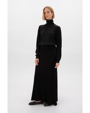 Johnstons of Elgin Ribbed Cashmere Skirt - Black
