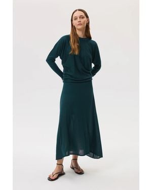 Johnstons of Elgin Cashmere Silk A-Line Skirt - Blue