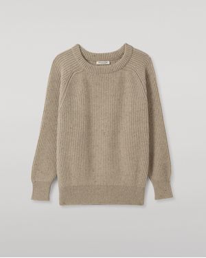 Johnstons of Elgin Norah Ribbed Donegal Cashmere Jumper - Natural