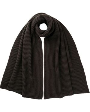 Johnstons of Elgin Cardigan Stitch Dark Cashmere Scarf - Black