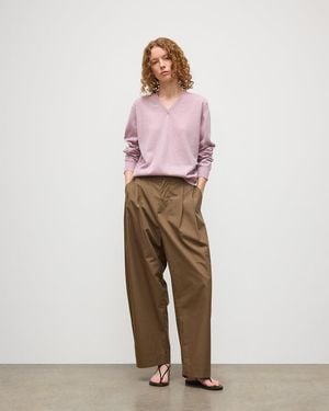 Johnstons of Elgin Lunan Light Classic V Neck Sweater - Pink