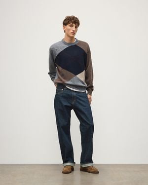 Johnstons of Elgin Monteith Exploded Argyle Donegal Cashmere Jumper - Black