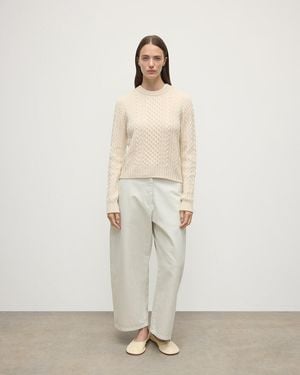 Johnstons of Elgin Aran Cable Cashmere Sweater - White