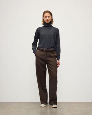 Johnstons of Elgin Jessie Roll Neck Charcoal Cashmere Sweater - Gray