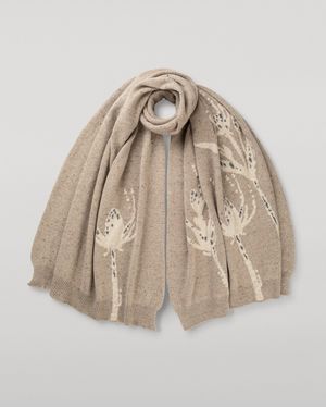 Johnstons of Elgin Wild Thistle Intarsia Cashmere Wrap - Natural