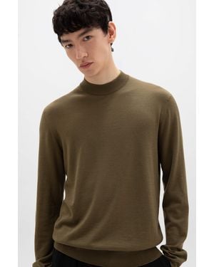 Johnstons of Elgin Mock Turtle Neck Merino Sweater - Green