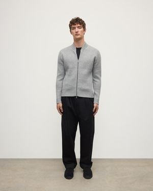 Johnstons of Elgin Cashmere Milano Stitch Light Zip Jacket - Grey