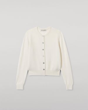 Johnstons of Elgin Iris Classic Cashmere Cardigan - Natural