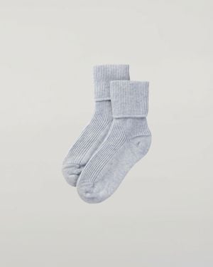 Johnstons of Elgin Light Cashmere Lounge Socks - Blue