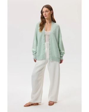 Johnstons of Elgin Textured Light Cashmere Cardigan - Green