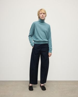 Johnstons of Elgin Classic Cashmere Roll Neck Sweater - Blue